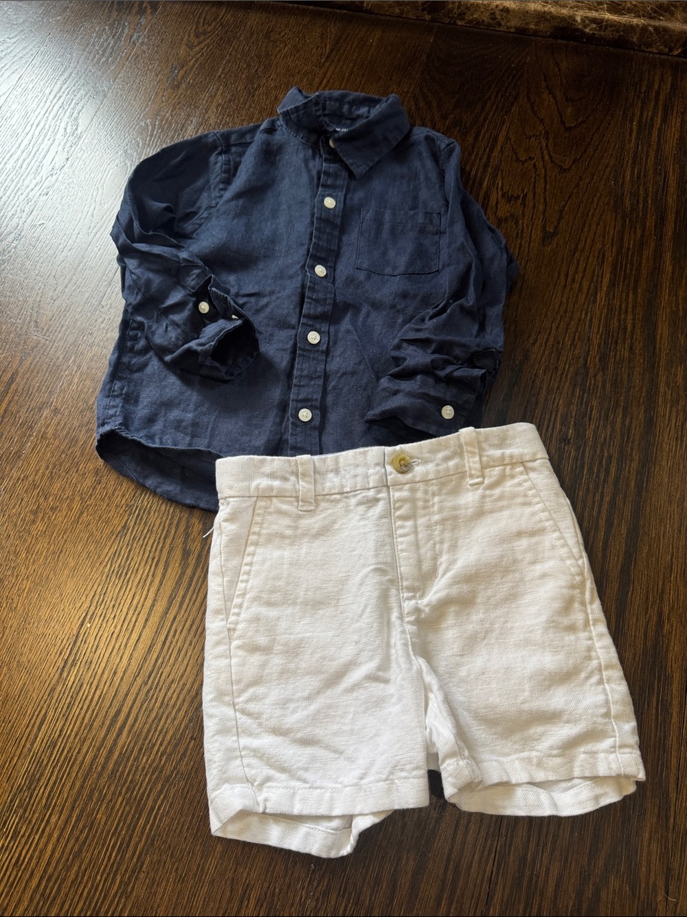 Boys Janie and Jack White Linen Blend Shorts and linen shirt -